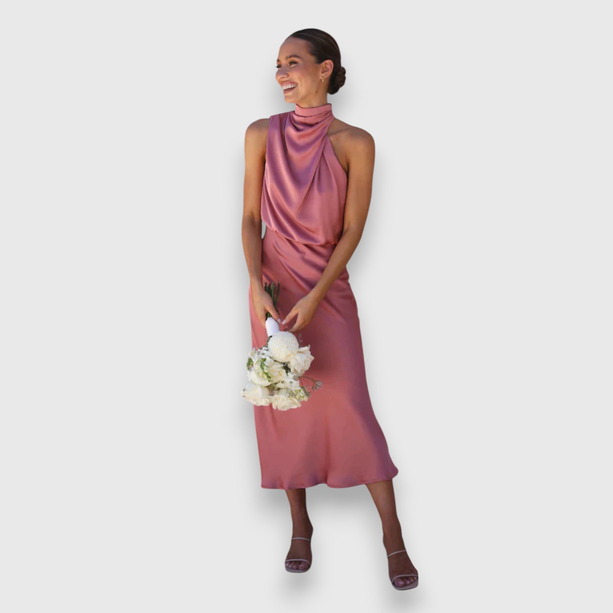Daisy - Elegant Satin Halter Dress