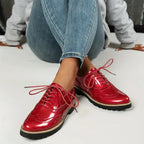 Fashion Glam | Patent Leather Oxford Shoes With Chunky Sole For Women