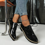 Fashion Glam | Patent Leather Oxford Shoes With Chunky Sole For Women