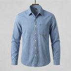 Men's casual denim shirt with chest pocket and straight cut Fashion Glam