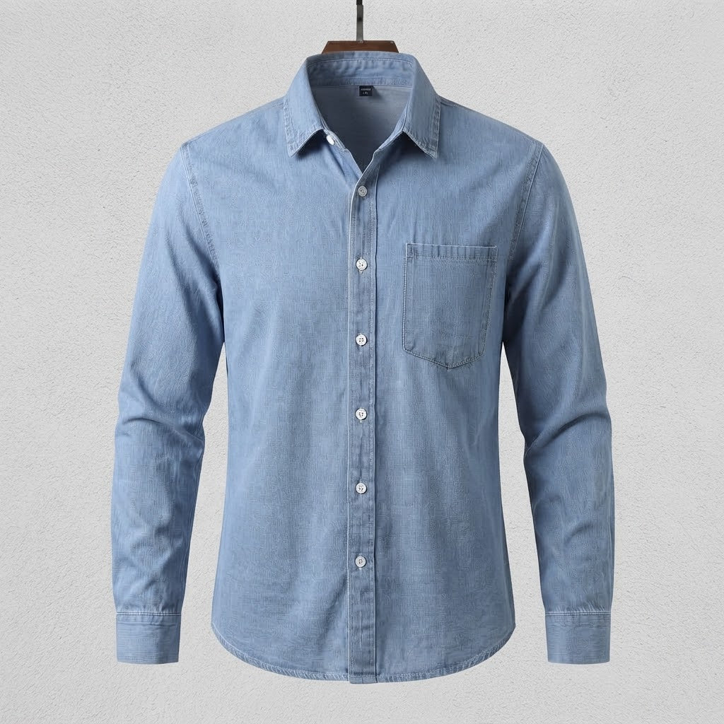 Men's casual denim shirt with chest pocket and straight cut Fashion Glam