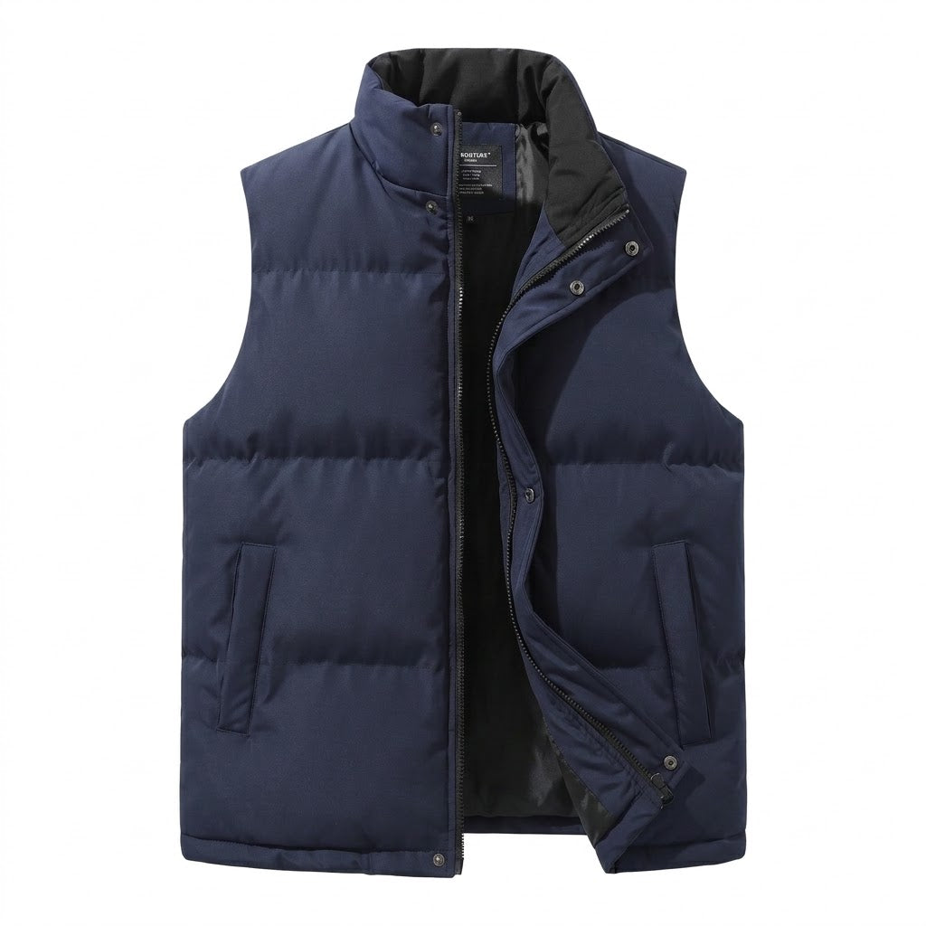 Men's Minimalist Thermo Quilted Vest with Water-Repellent Surface and Adjustable Hem