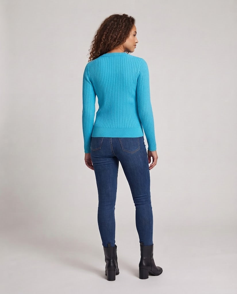 Women's fine knit cardigan with continuous button placket and fine ribbed structure finish Fashion Glam