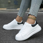 Fashion Glam | Clean White Leather Sneakers for Women, White