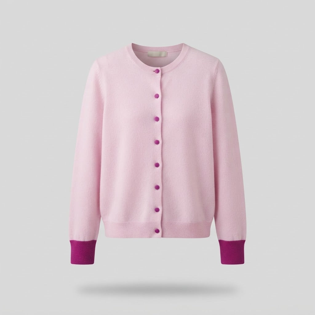 Women Asymmetrical Fine Knit Cardigan with Contrast Buttons and Thumb Hole Cuffs Fashion Glam