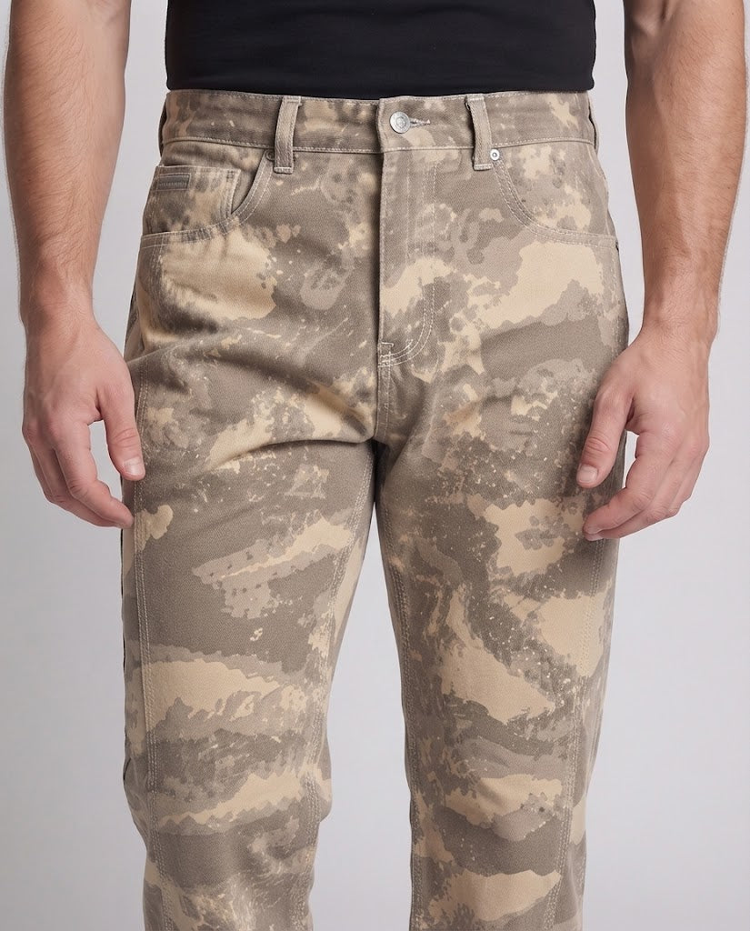 Men's Camouflage Utility Jeans in Straight Palazzo Cut Fashion Glam