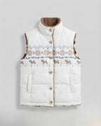 Women's Reversible Quilted Thermal Vest with Teddy Lining & Norwegian Pattern Fashion Glam