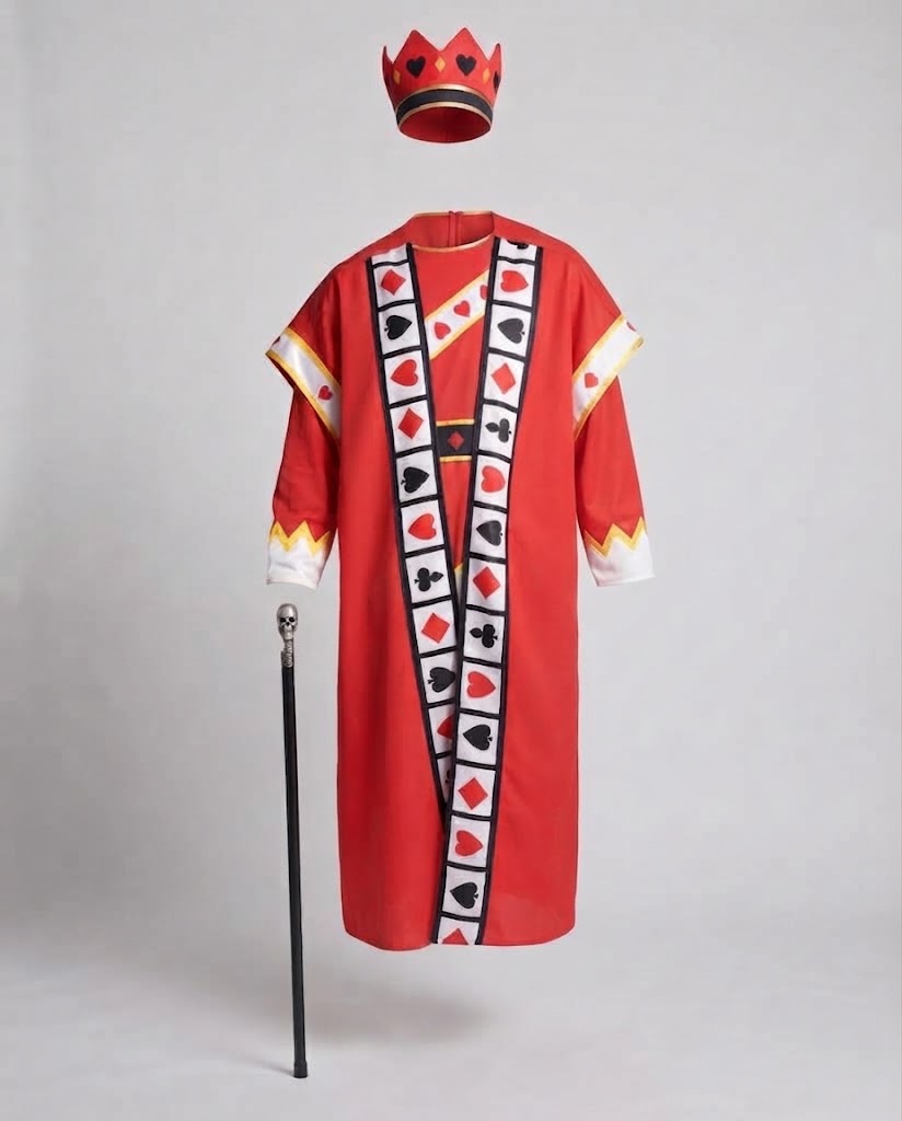 Men's Royal Costume with Elaborate Cape and Crown Fashion Glam