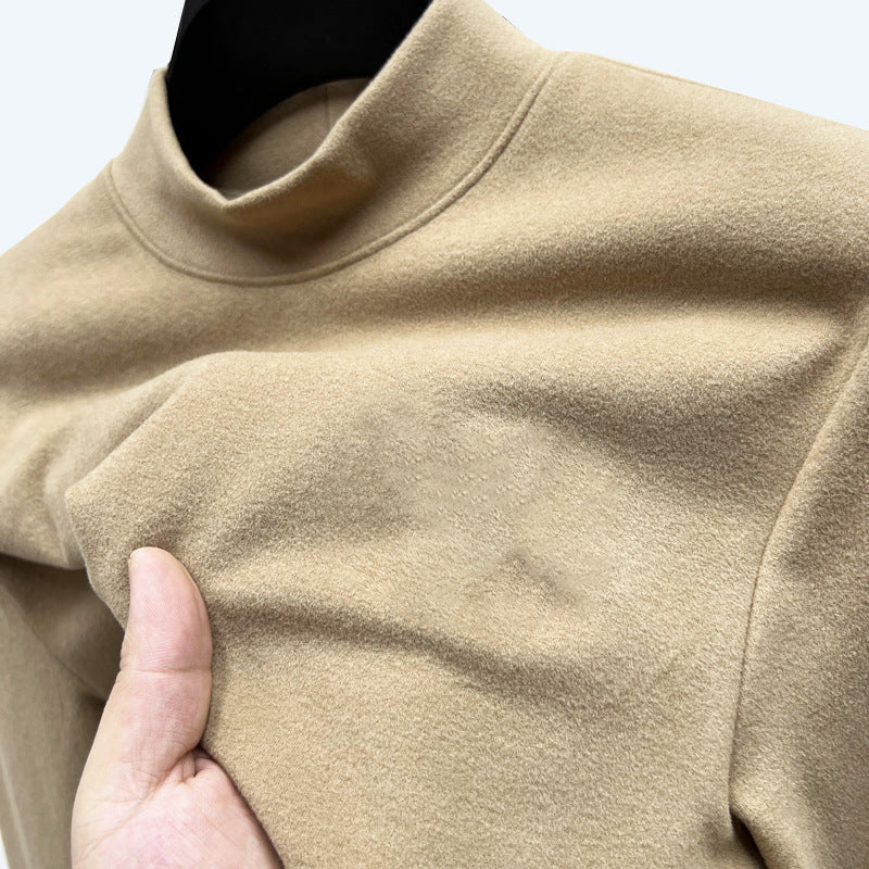 Men's long sleeve shirt with stand-up collar, lined