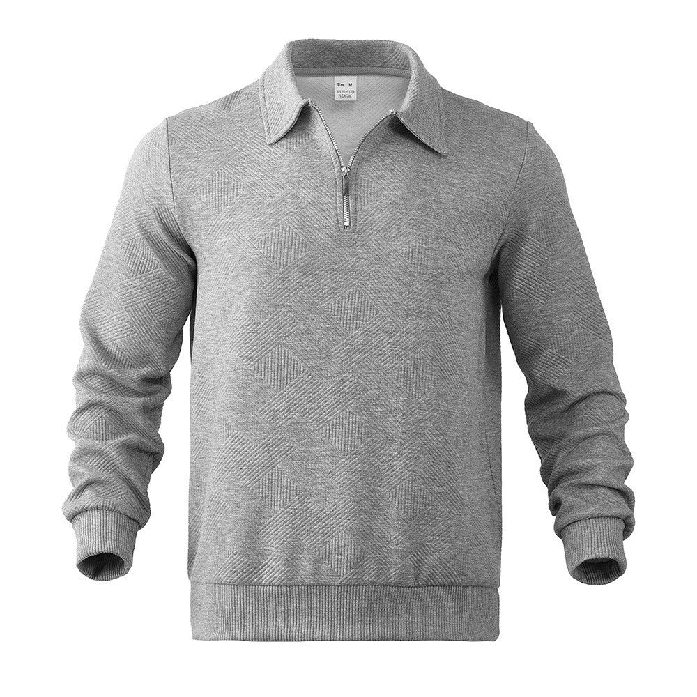 Men's sweatshirt with zipper and jacquard pattern