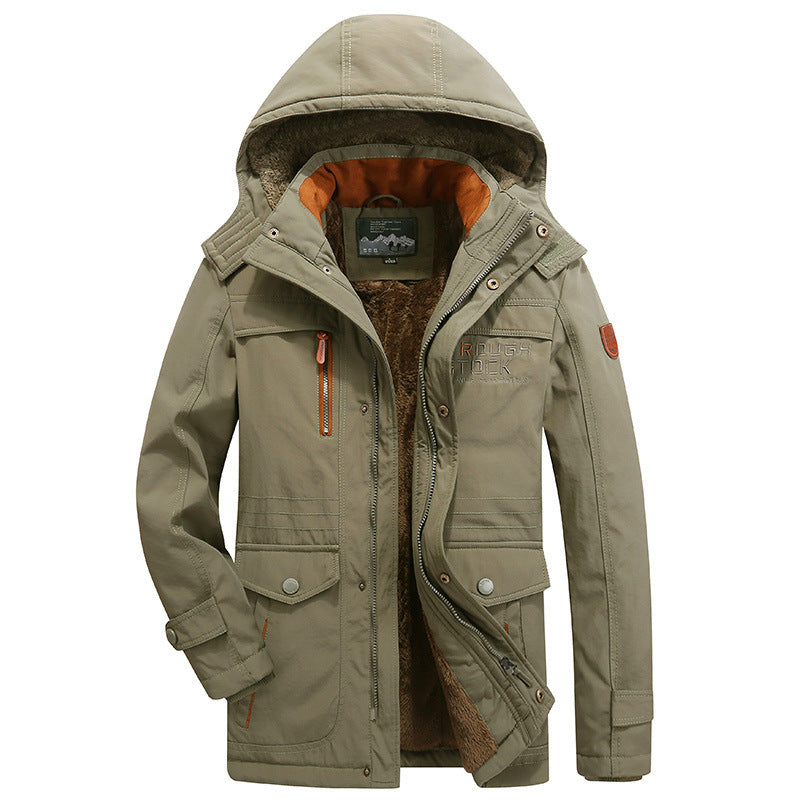 Men's padded field parka with teddy lining, hood and multifunction pockets Fashion Glam