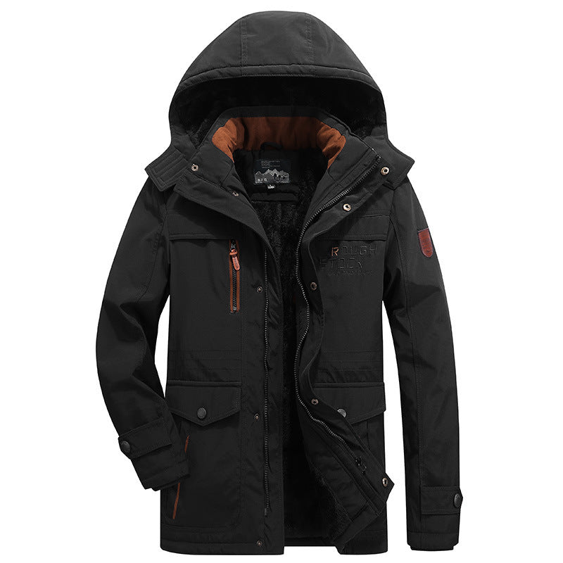 Men's padded field parka with teddy lining, hood and multifunction pockets Fashion Glam