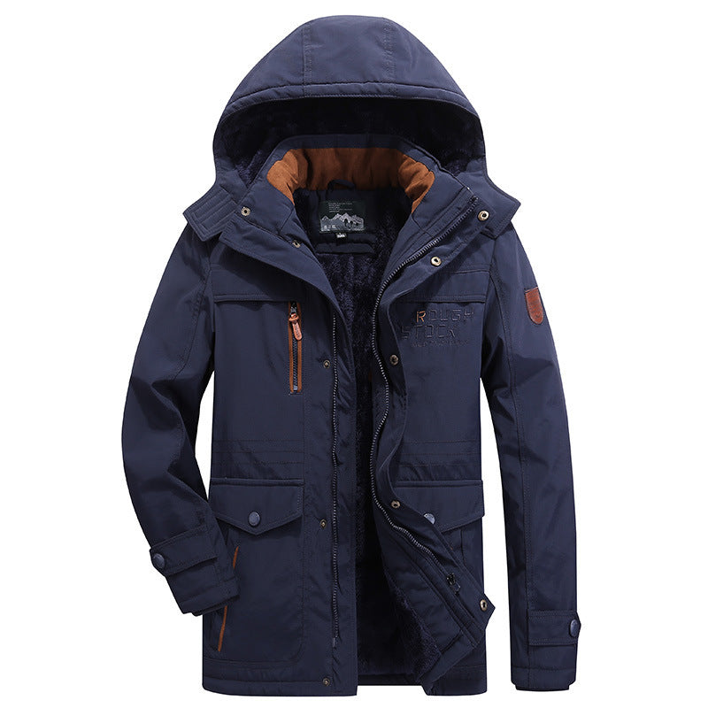Men's padded field parka with teddy lining, hood and multifunction pockets Fashion Glam