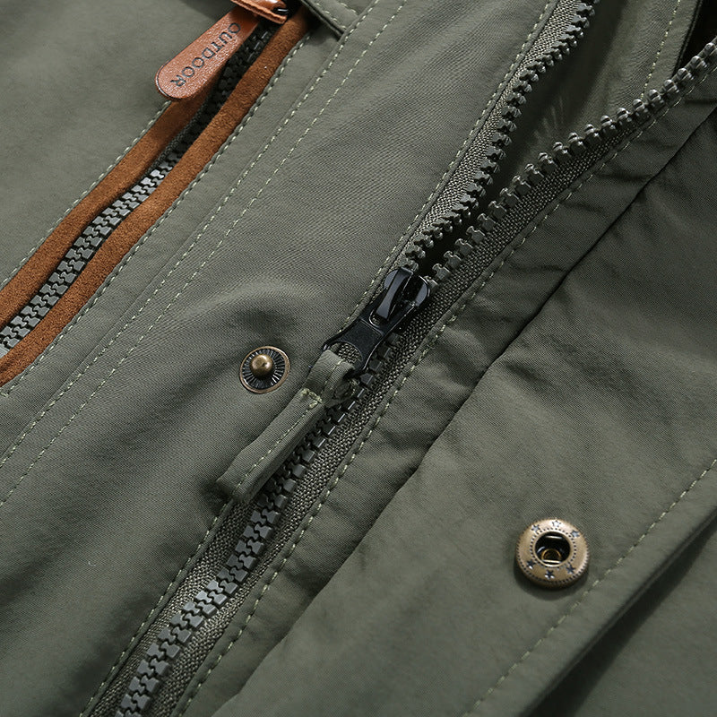 Men's padded field parka with teddy lining, hood and multifunction pockets Fashion Glam