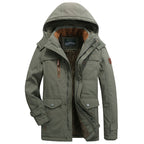 Men's padded field parka with teddy lining, hood and multifunction pockets Fashion Glam