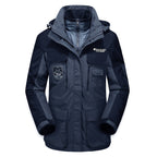 Men's waterproof breathable three-piece outdoor expedition jacket with hood and multifunction pockets Fashion Glam