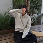 Men's Knit Sweater with Stand-Up Collar and Zipper