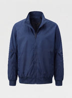 Men's lightweight urban blouson with standing collar, elastic hem, and sleeve pocket