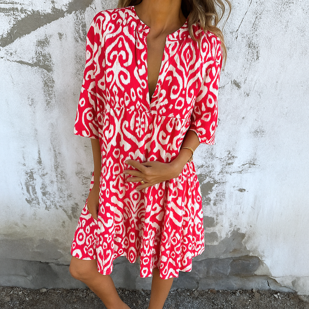 LUNA – ELEGANT V-NECK DRESS FOR MODERN GRACE