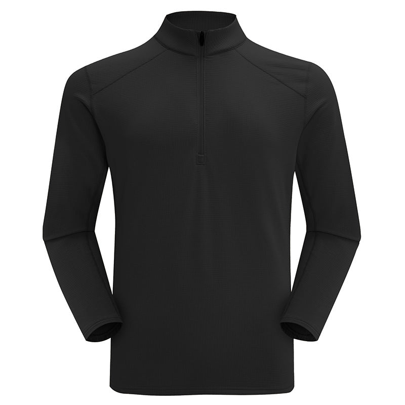 Sporty fleece sweatshirt with stand-up collar
