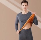 Fleece-lined thermal underwear set, round neck