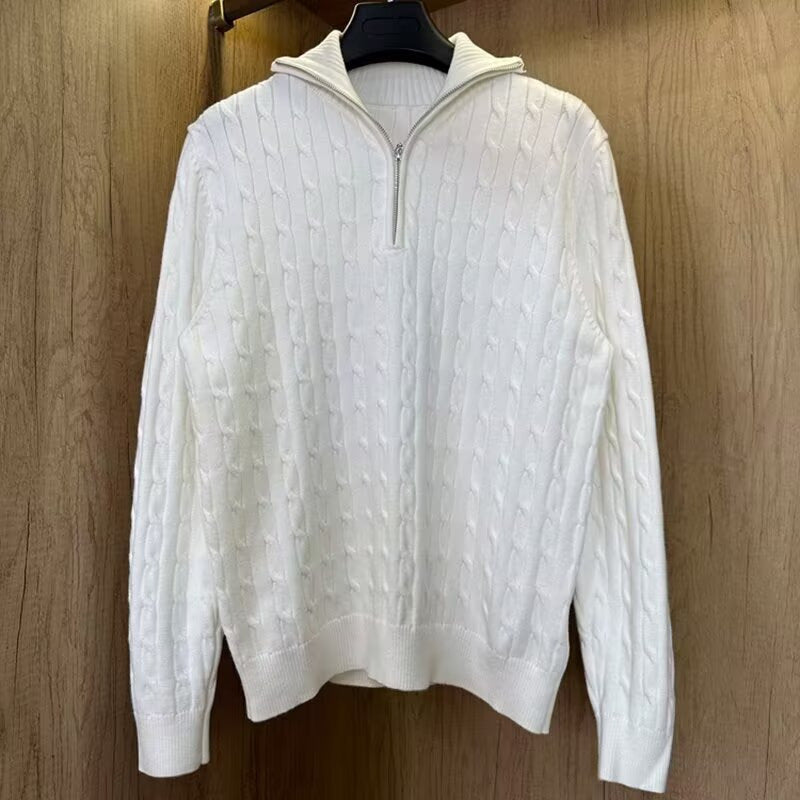 Modern men's knitted sweater with zipper