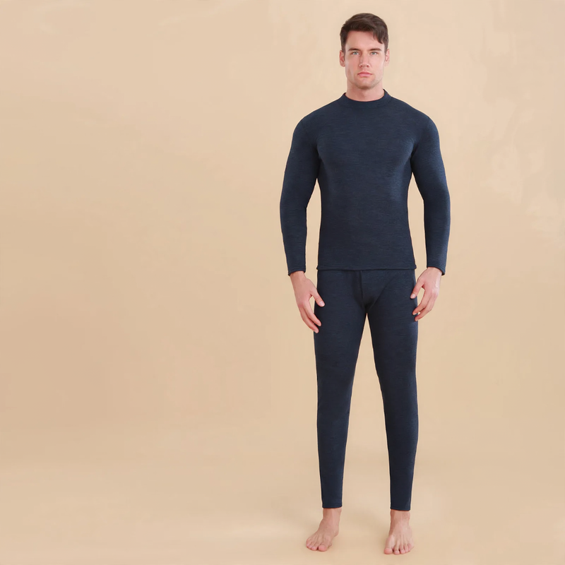 Thermal underwear set with lamb fleece imitation, stand-up collar