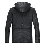 Men's leather jacket with hood and teddy lining, multifunctional utility biker jacket Fashion Glam