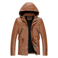 Men's leather jacket with hood and teddy lining, multifunctional utility biker jacket Fashion Glam