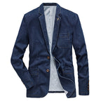 Men's denim blazer with casual cut, patch pockets, and fine lining Fashion Glam