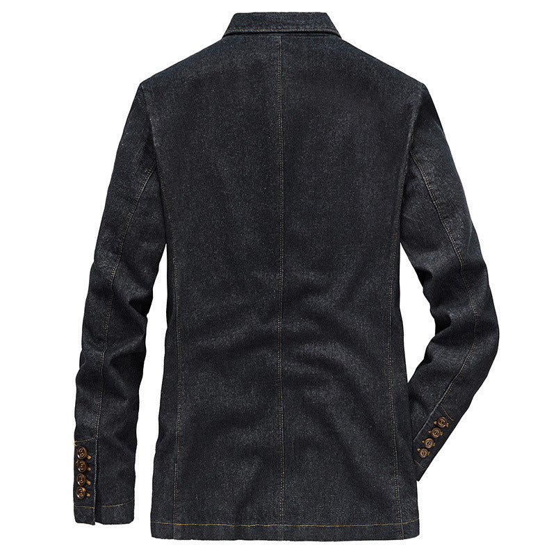 Men's denim blazer with casual cut, patch pockets, and fine lining Fashion Glam