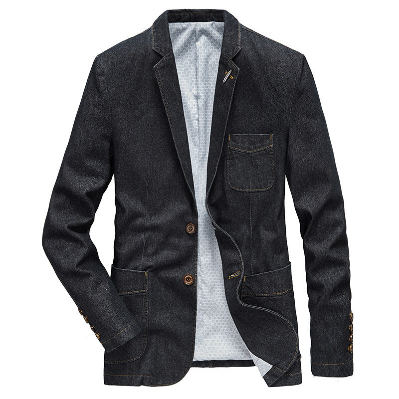 Men's denim blazer with casual cut, patch pockets, and fine lining Fashion Glam