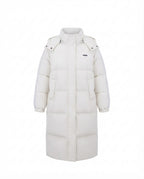 Women's nan longer quilted thermal coat with high stand-up collar, sports stripes, and integrated chest pocket