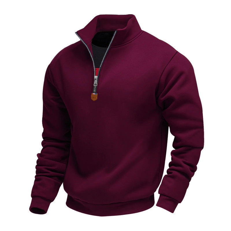 Athletic men's sweater with zipper and lining