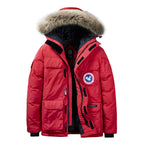 Men's Padded Winter Parka with Hood and Removable Fur Collar Fashion Glam