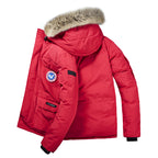 Men's Padded Winter Parka with Hood and Removable Fur Collar Fashion Glam