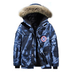 Men's Padded Winter Parka with Hood and Removable Fur Collar Fashion Glam