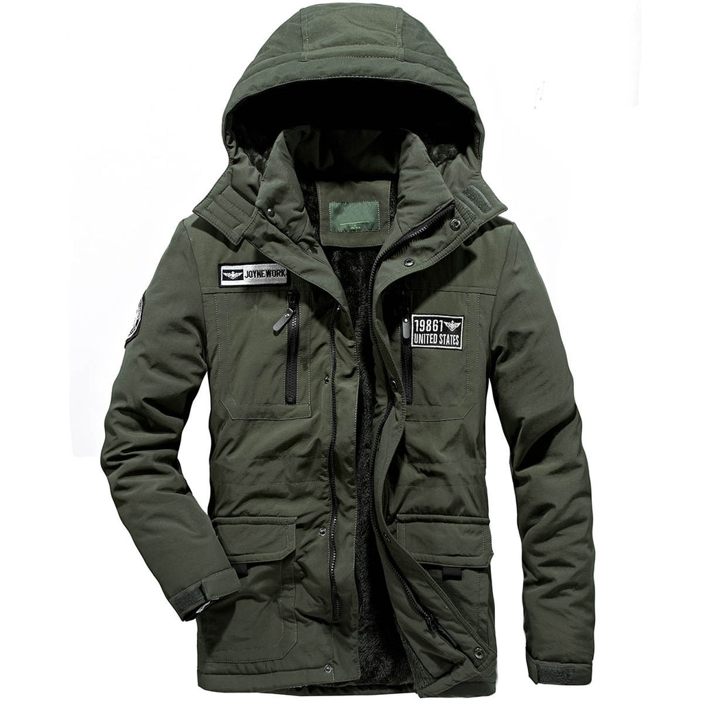 Men's military functional parka with teddy lining, hood, and multiple pockets Fashion Glam