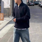 Stylish knitted sweater with zipper