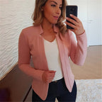 Women's Tailored Business Blazer with Minimalist Stand Collar Fashion Glam