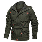 Men's Military-Inspired Canvas Parka with Teddy Fleece Lining and Adjustable Waist Drawstring Fashion Glam
