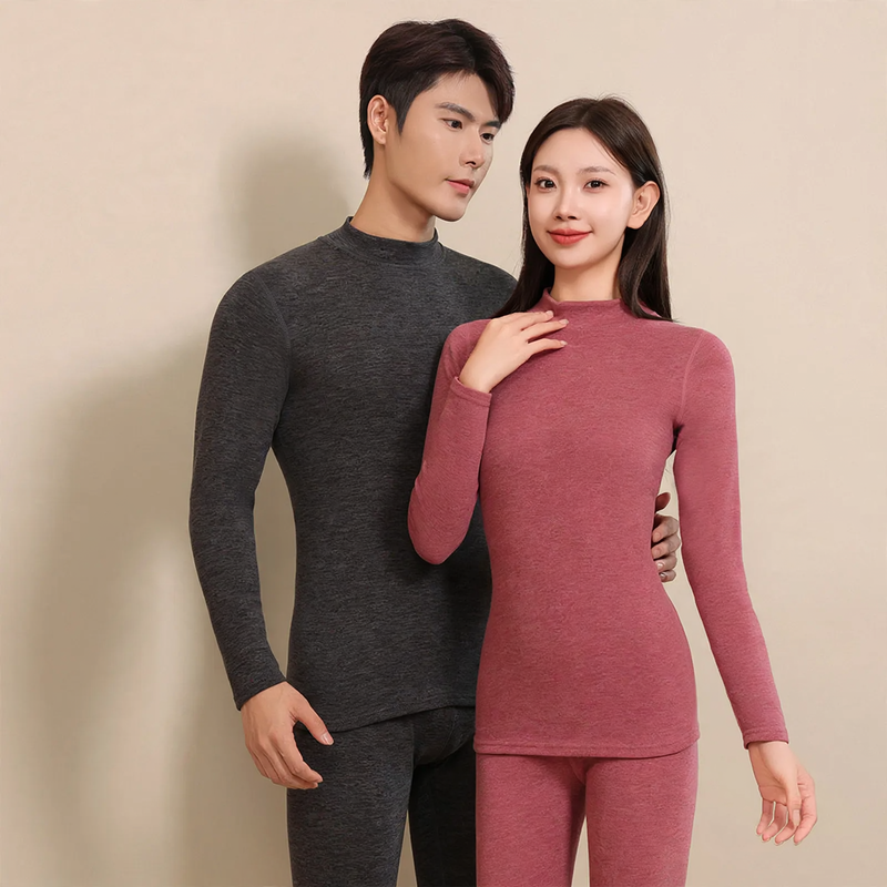 Wool-Silk-Thermo-Set with Stand-Up Collar