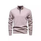 Slimmer knit sweater with stand-up collar and zipper