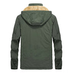 Men's Utility Hooded Jacket with Full Zip and Warm Faux Fur Lining Fashion Glam