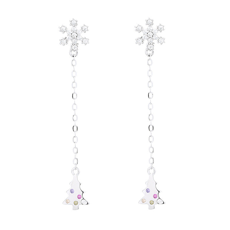 Women’s earrings with sparkling snowflake pendant and chain embellishment Fashion Glam