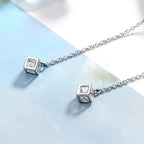 Women's earrings with elegant square pendant and shimmering zirconia Fashion Glam