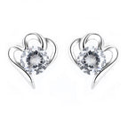 Women’s stud earrings with stylish heart design and sparkling crystals Fashion Glam