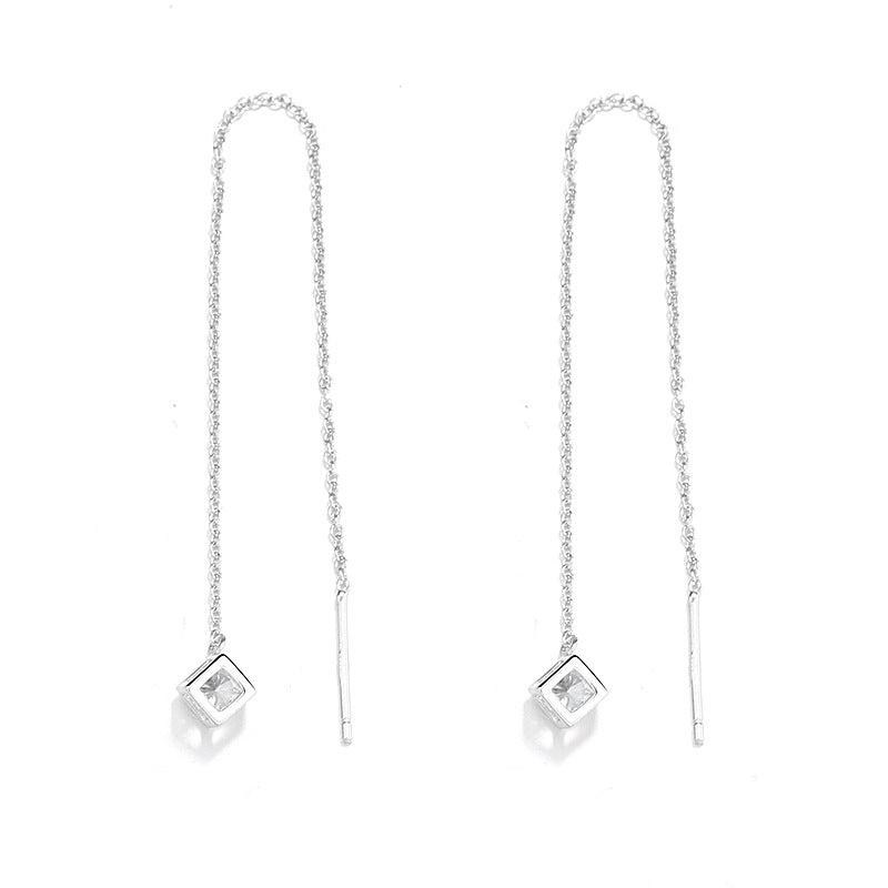 Women's earrings with elegant square pendant and shimmering zirconia Fashion Glam