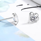 Women’s stud earrings with stylish heart design and sparkling crystals Fashion Glam