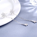 Women’s earrings with sparkling snowflake pendant and chain embellishment Fashion Glam